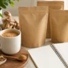 Mushroom coffee pouches, mug and notebook for buying checklist